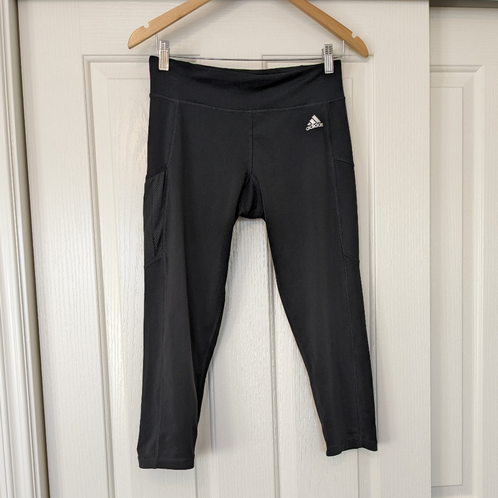 ADIDAS Leggings Black Capri Cropped Length Womens Size Medium